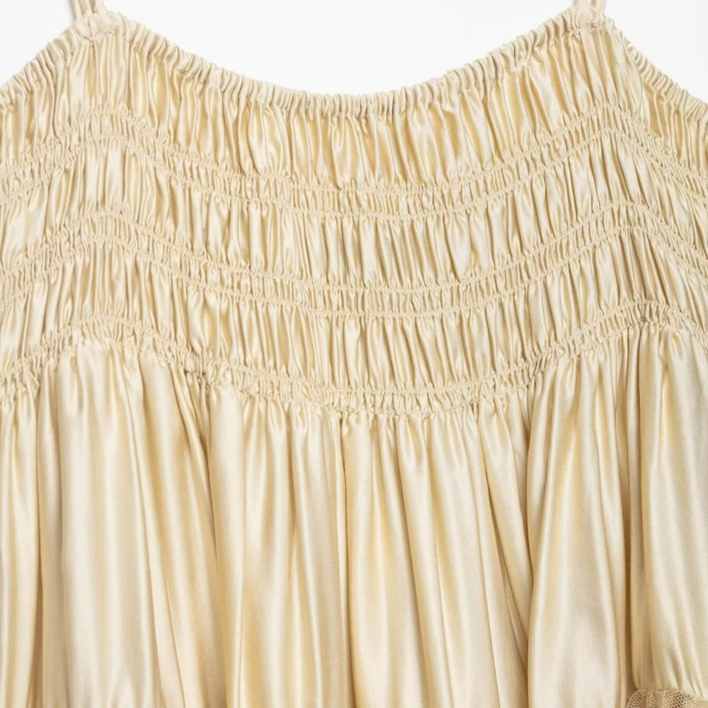 ZARA Ruffled Lace Silk Satin Camisole